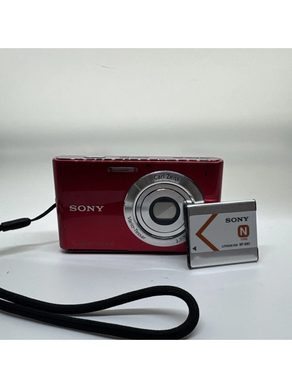 Sony Cyber-shot DSC-W330 Red Digital Camera 14.1MP w/Battery, Battery Door Broke